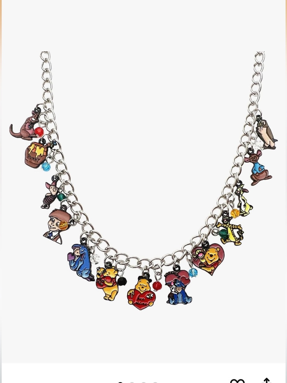 Women Winnie the Pooh Character Charm Necklace in Multi-Color
